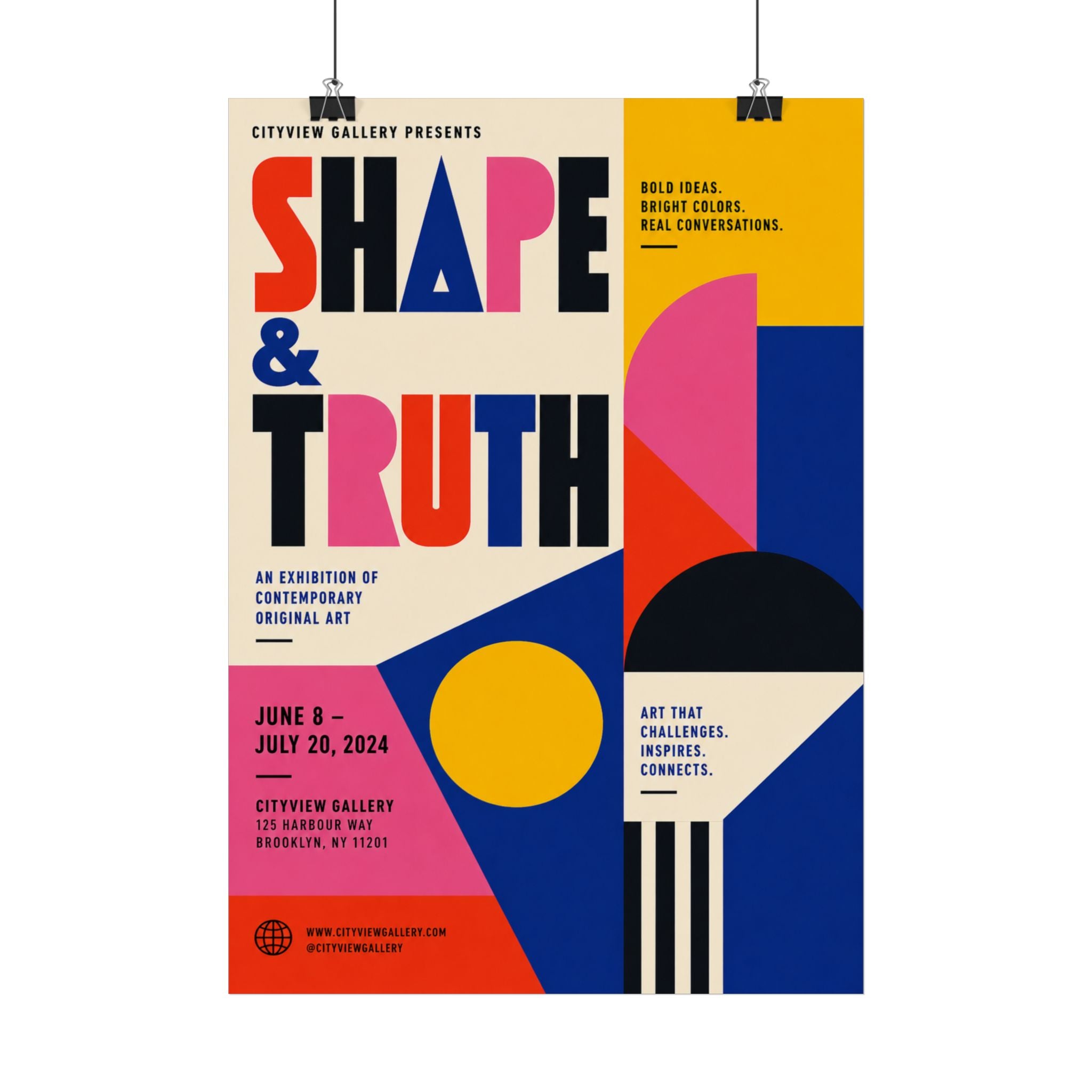 Shape & Truth Poster — Bold Geometric Art Print (Gallery Exhibition)